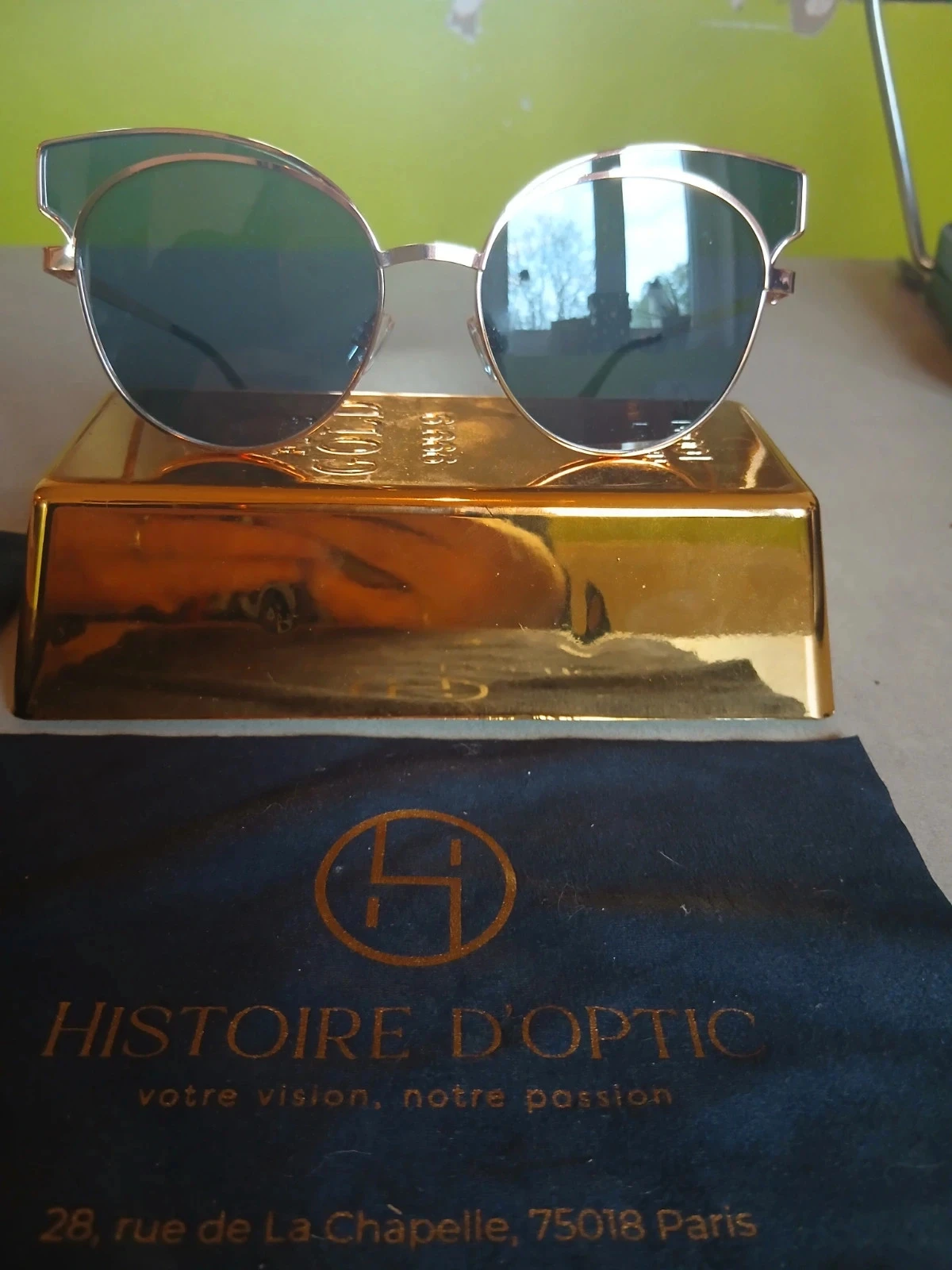 Lunettes de Soleil Luxe - Style Cat-Eye Or & Noir